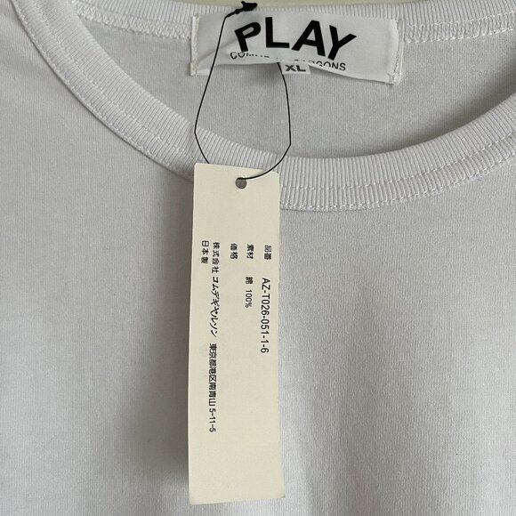 NEW with tags Comme des Garcons Play long sleeve t shirt White men’s XL - Picture 4 of 10